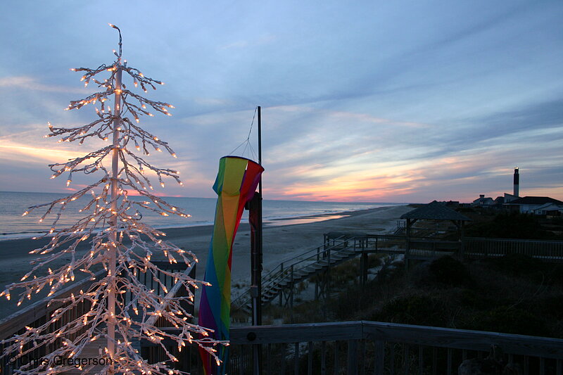 Photo of Christmas Tree on the Beach at Sunset(3033)