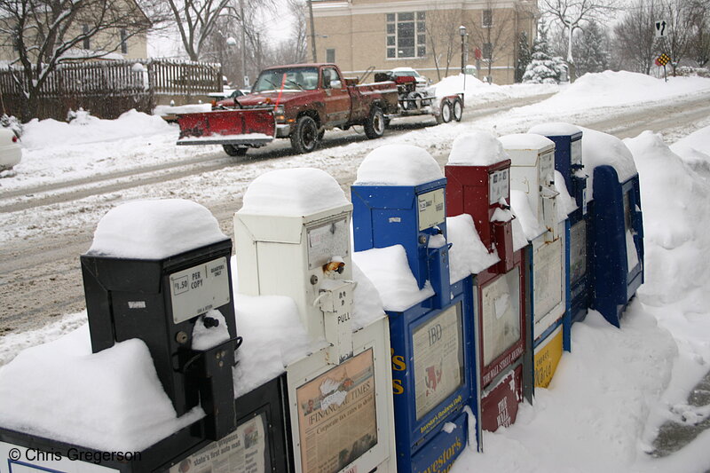 Photo of Newspaper Racks Covered in Snow(3072)