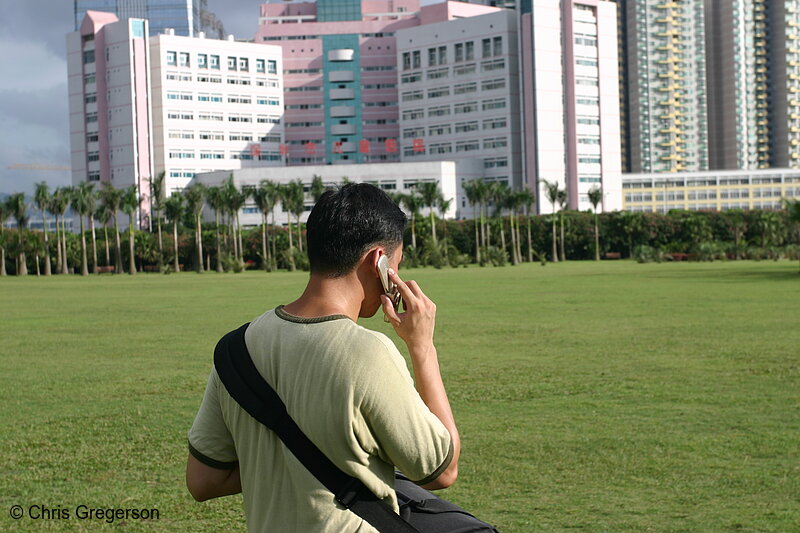 Photo of Young Man on Cellphone, Shenzhen, China(3253)