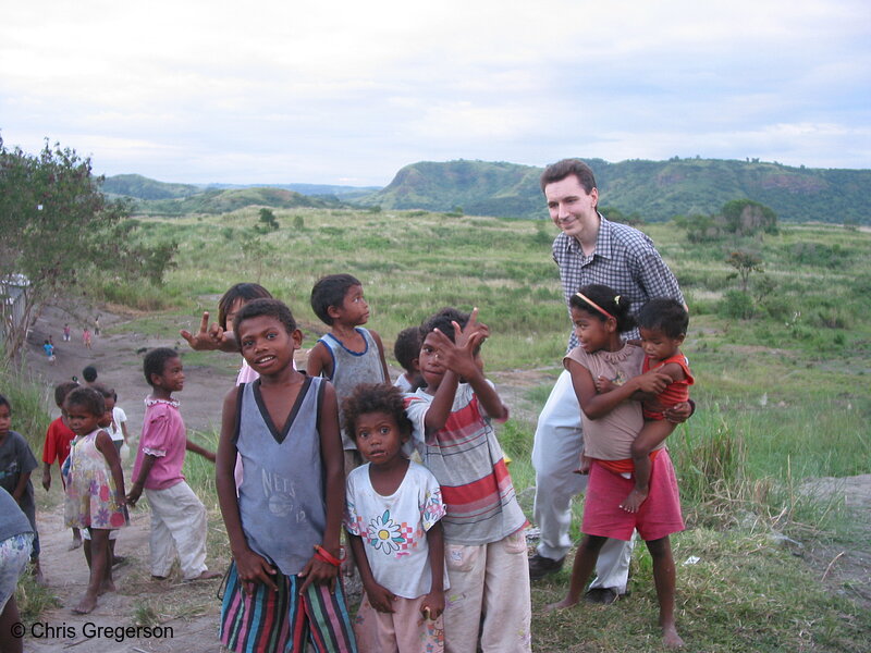 Photo of Westerner with Native Children, The Philippines(4183)