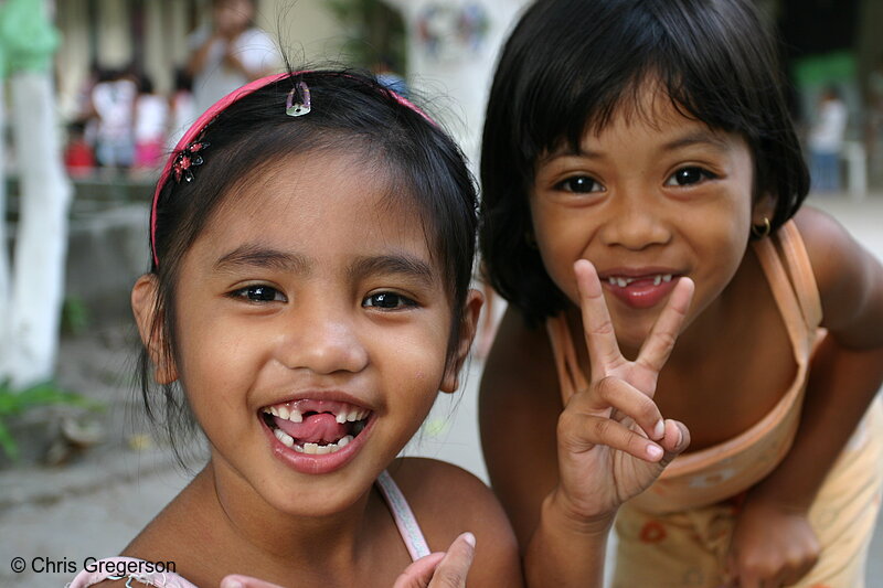 Photo of Portrait of Two Filipinas Girls in a Schoolyard(4187)