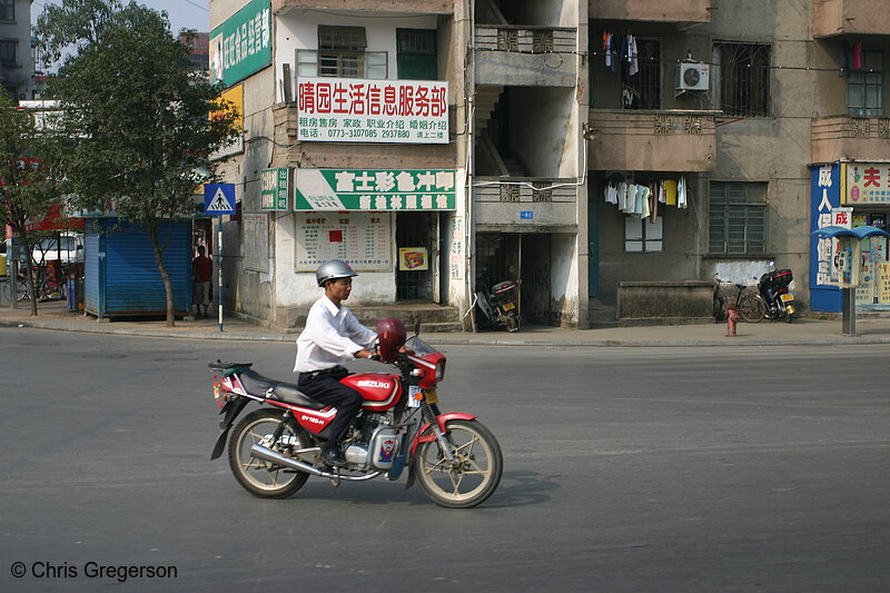 Photo of Man on Motorcycle, Guilin, China(4237)