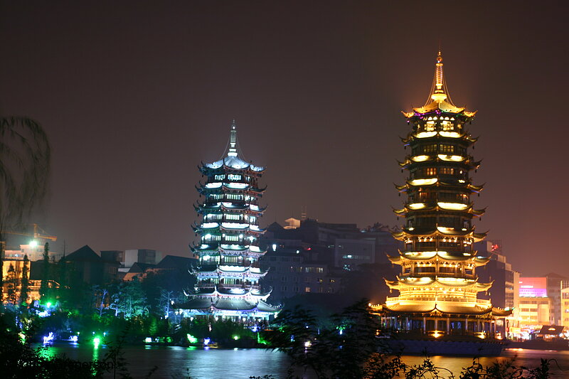 Photo of Pagodas in Downtown Guilin, China(4249)