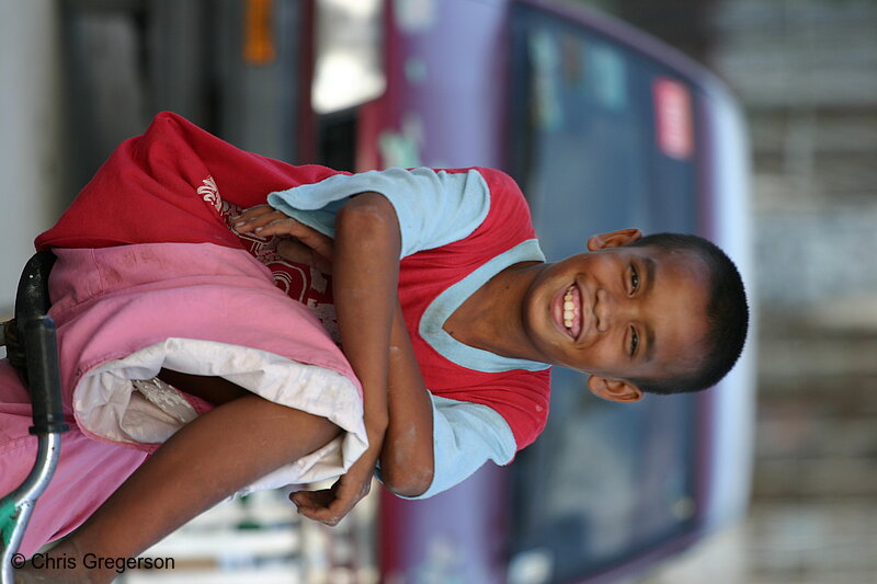 Photo of Image of a Street Boy on a Bicycle Smiling(5285)