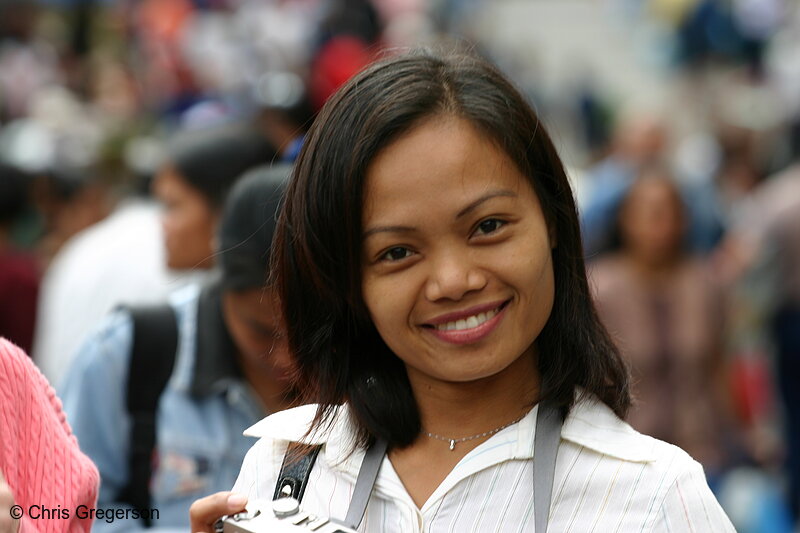 Photo of A Smiling Lady in the Middle of the Crowd in Baguio Public Market, Baguio City, Philippines(5762)