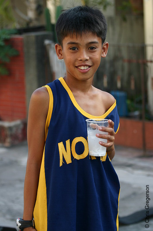 Photo of Filipino Boy Posing with Cold Drink on Hand(5849)