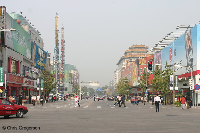 Photo of Looking North on Wangfujing Street Business District(6054)