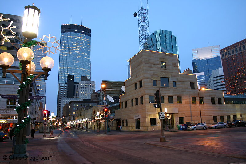Photo of WCCO-TV Building on Nicollet Mall at Night(6182)