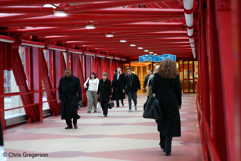 Photo of Red Skyway with Pedestrians(6264)