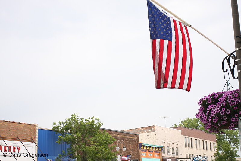 Photo of American Flag on Main Street, Rural Wisconsin(7234)