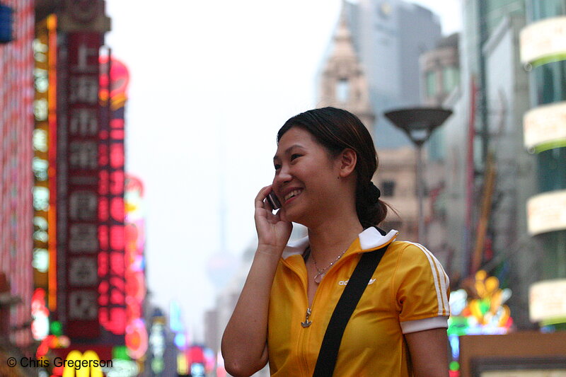 Photo of Woman on Cell Phone, Shanghai, China(7280)
