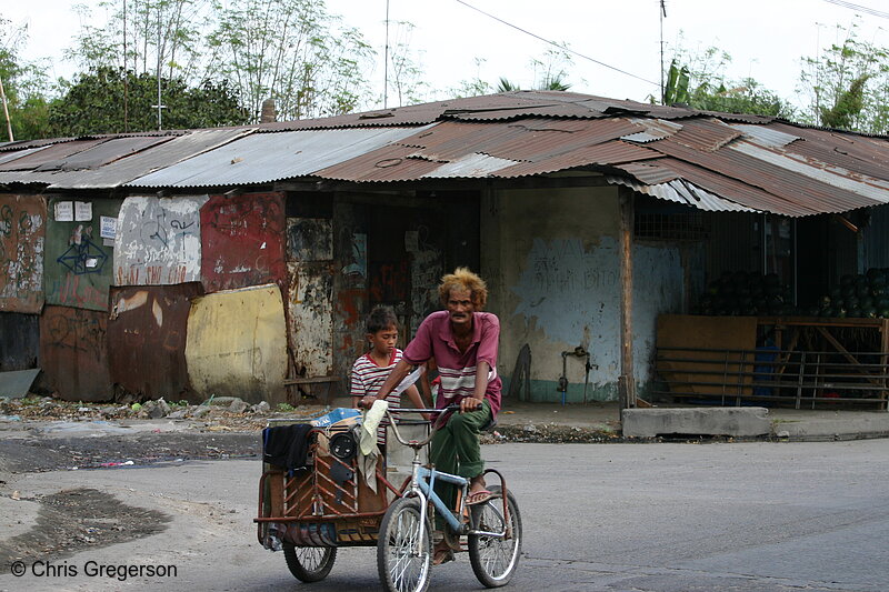 Photo of Man and Boy on Bicycle, Angeles City(7765)