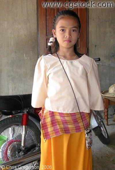 Young Girl in Traditional Dress Ilocos Norte the Philippines