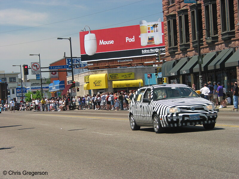 Photo of Zebra-Striped Car in the Art Car Parade(2145)