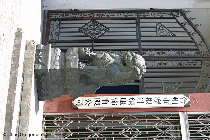 Photo of Statue of Lion Guarding a Gate(3379)