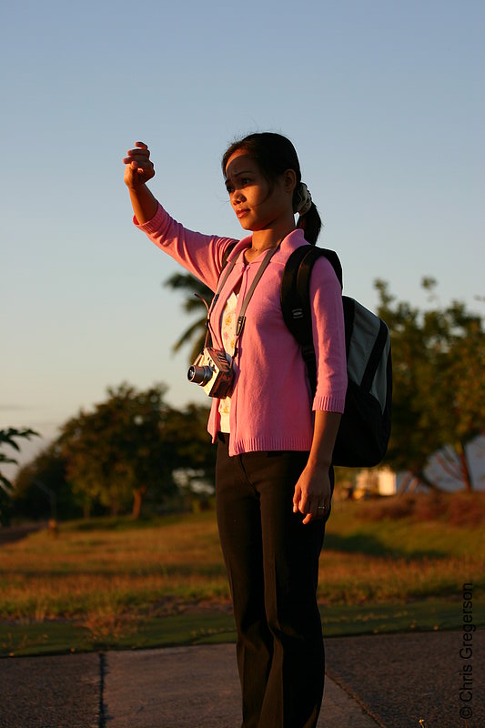 Photo of Asian Woman Watching Sunrise, Clark Air Base(4252)