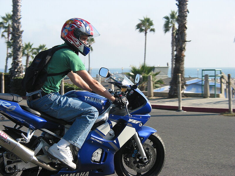 Photo of Man on a Motorcycle, PCH, Oceanside, California(4292)