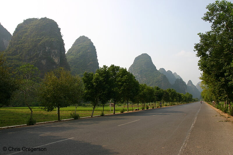 Photo of Karst Mountains along Road in China(4622)