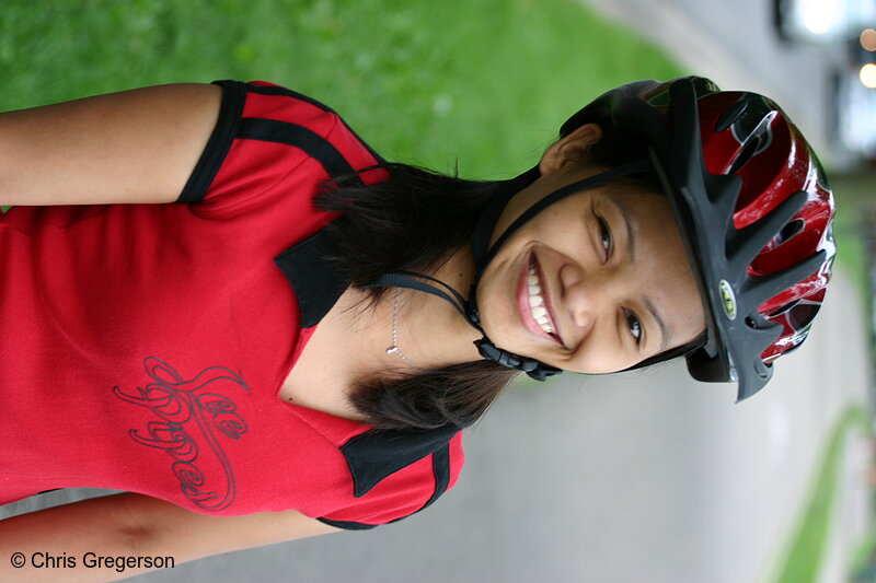 Photo of Young Woman in Bike  Helmet, Smiling(4658)