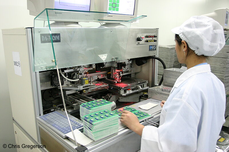 Photo of Electronics Worker at Machine(4882)