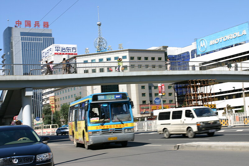 Photo of Beijing Traffic Scene, Bus and Footbridge Overpass(5086)