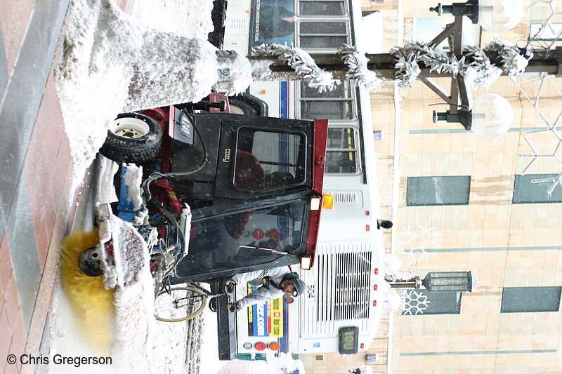 Photo of Snow Sweeper and City Bus on Nicollet Mall(5213)
