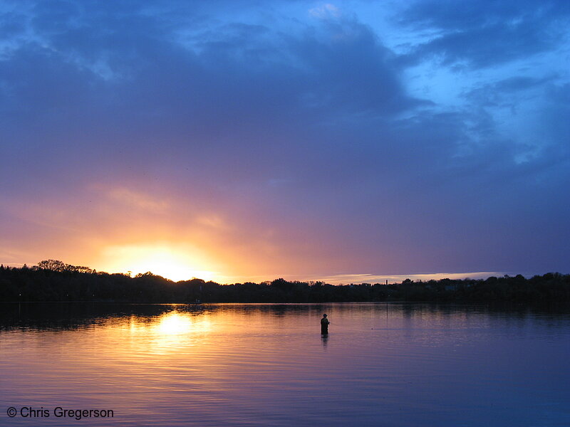 Photo of Sunset on Lake Harriet with a Fisherman(5349)
