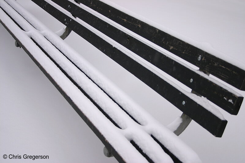 Photo of Park Bench Covered in Snow(5455)