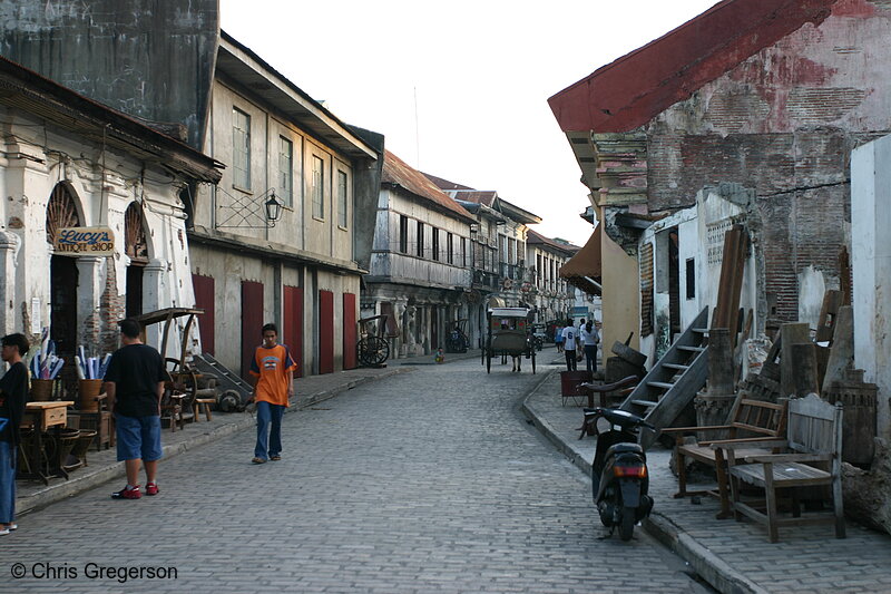 Photo of Cobblestone Lane with Spanish Architecture in Vigan, Ilocos Sur(5547)