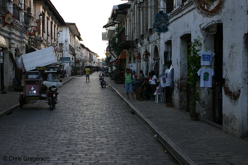 Photo of A Dark, Brick-Paved Street in Vigan, Ilocos Sur(5550)