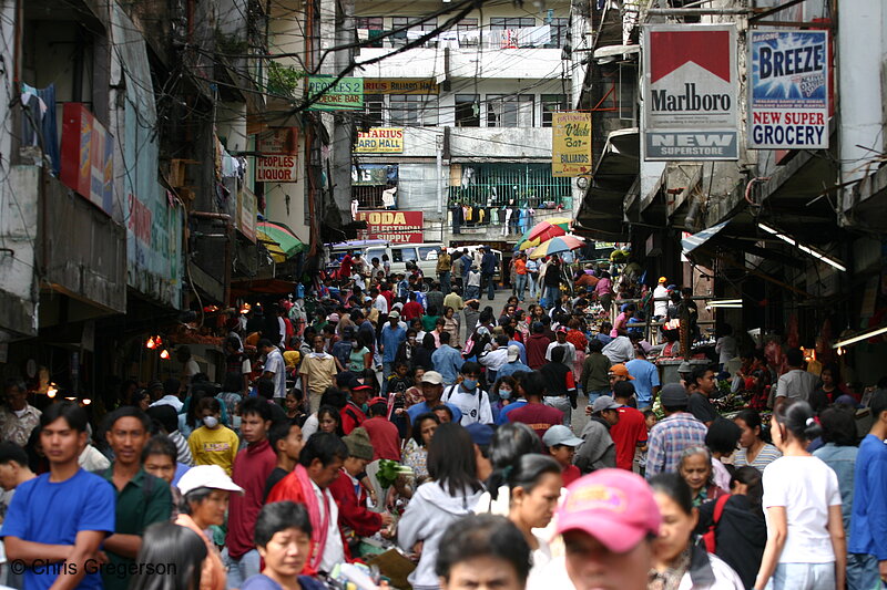 Photo of Shoppers and Vendors in One of the Crowded Streets Near the Baguio Public Market(5756)
