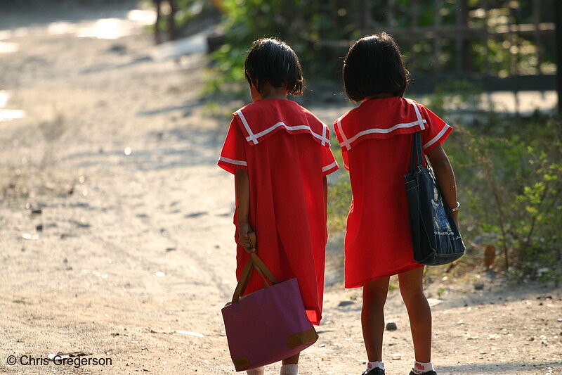 Photo of Elementary School Girls Going Home to their Angeles City, Pampanga Neighborhood(5847)