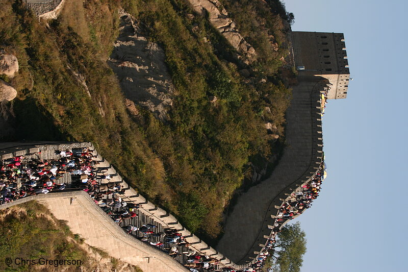 Photo of Watchtower and a Descending Walkway on the Great Wall of China(5866)
