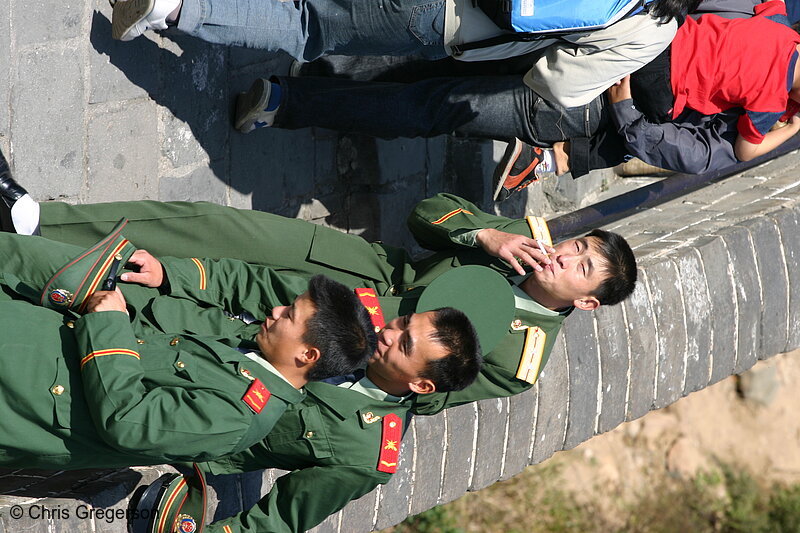 Photo of Chinese Soldiers in Green Uniforms at The Great Wall of China(5877)