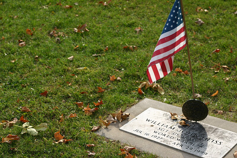 Photo of Patriotic Grave Marker in Autumn(6395)