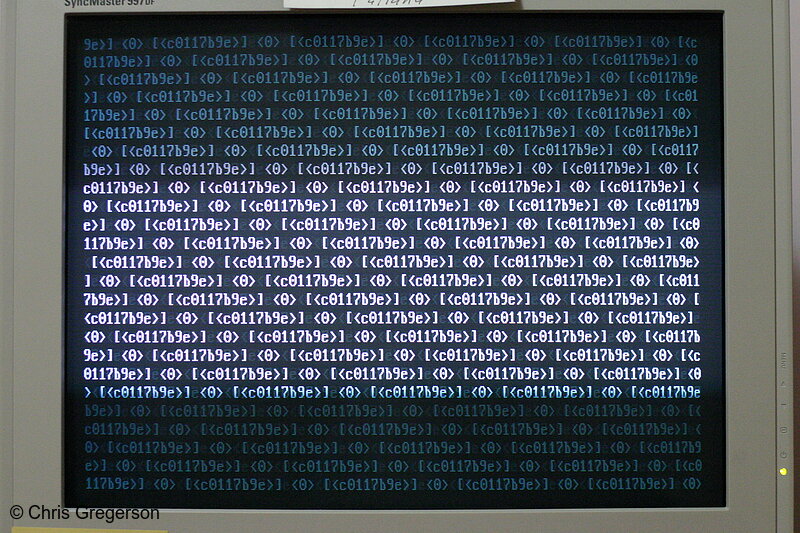 Photo of Monitor Showing a Linux Crash on Boot, Scrolling Error Message(6500)