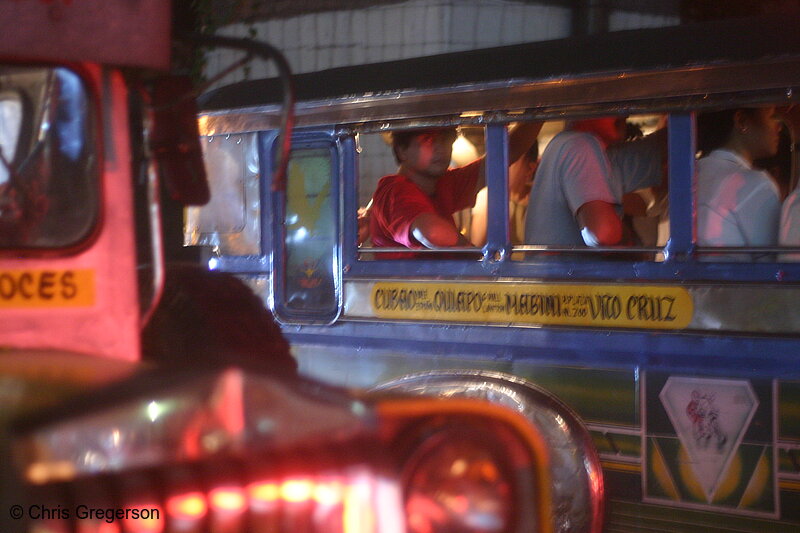 Photo of Jeepneys on Aurora Blvd in Cubao, Manila, at Night(6875)