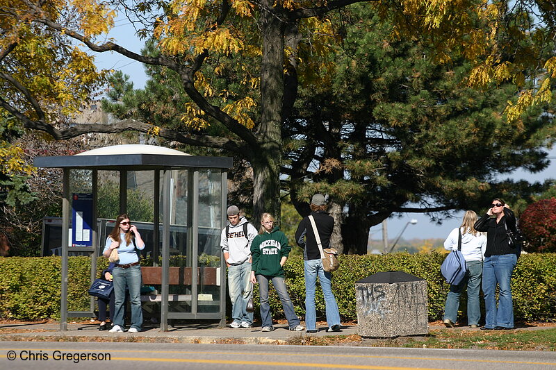 Photo of Students at MTC Bus Stop(6953)