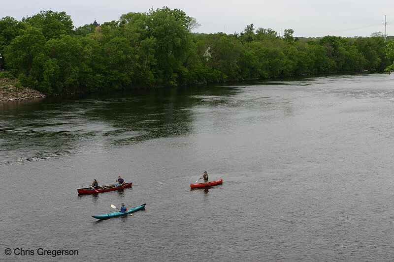 Photo of Kayak and Canoes from the Grand Avenue Bridge, Eau Claire, WI(7013)