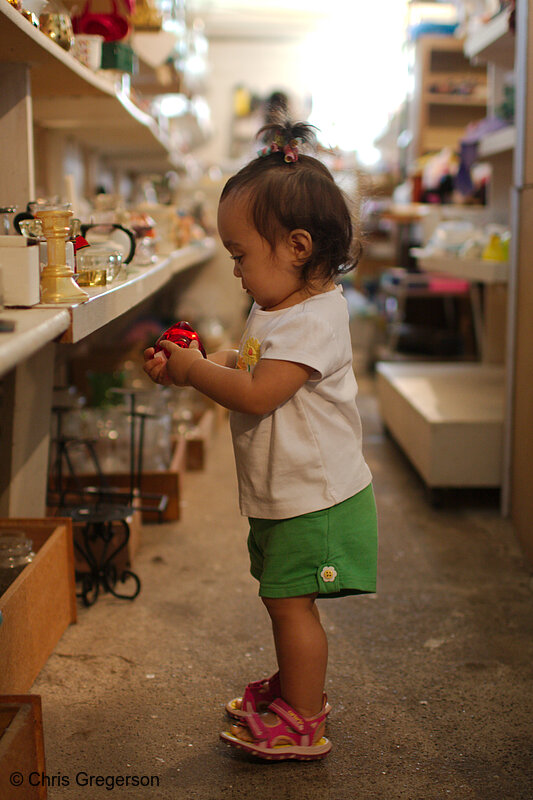 Photo of Little Girl Shopping at Flea Market(7649)
