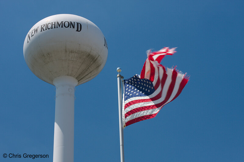 Photo of New Richmond Water Tower and Flag(7699)
