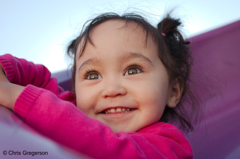 Photo of Toddler on Slide Smiling(8226)