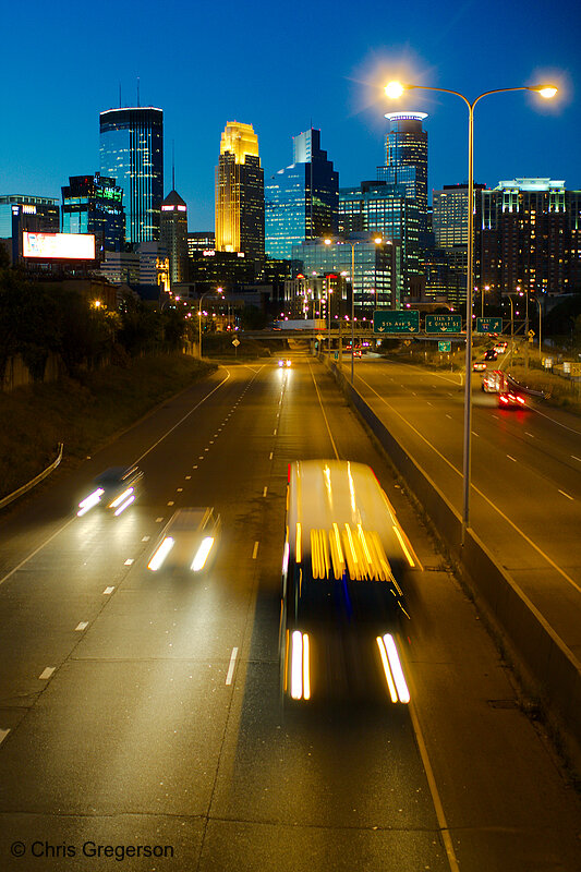Photo of Minneapolis Skyline and Freeway at Night(8298)