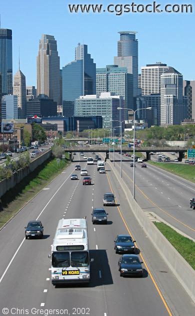 Minneapolis Skyline and Bus