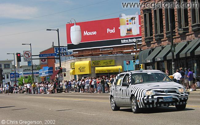 Zebra-Striped Car in the Art Car Parade