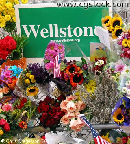 Wellstone Campaign Sign and Flowers