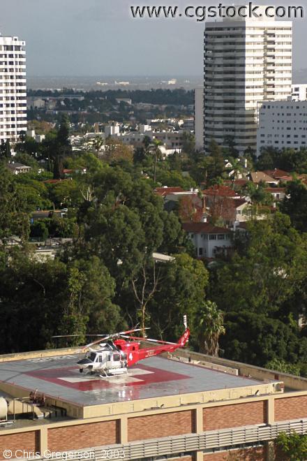 Helicopter on UCLA Medical Center Helipad