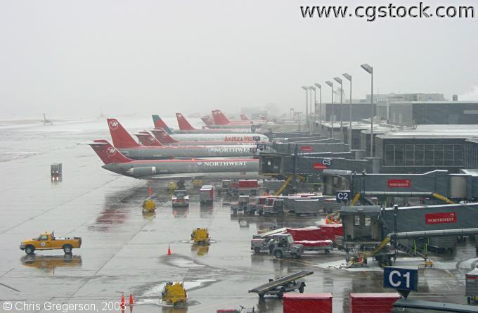 Row of Airplanes at Terminal Gates
