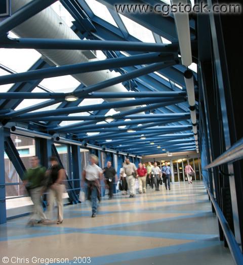 Skyway Interior with People Walking