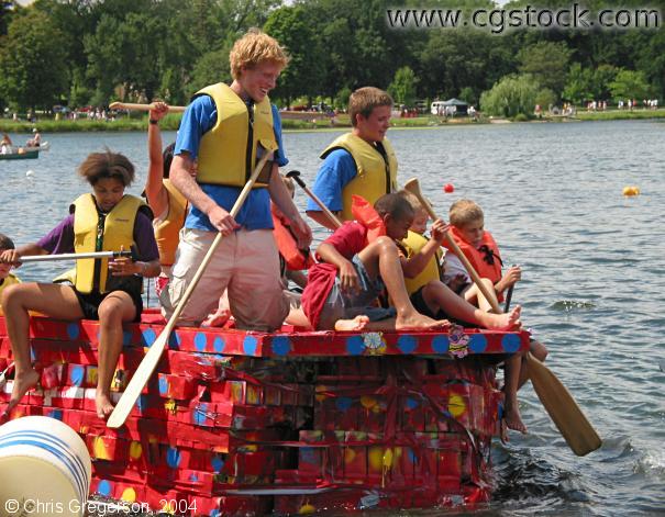 Kids in the Milk Carton Boat Race
